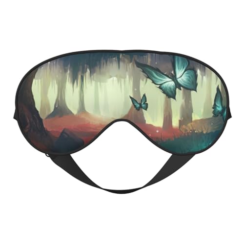 バタフライプリントスリープマスク、睡眠用アイマスク、完全に調節可能なストラップアイカバー レディース/メンズ