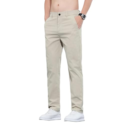 Men's Summer Thin Ice Silk Breathable Slim Straight Versatile Business Casual Pants
