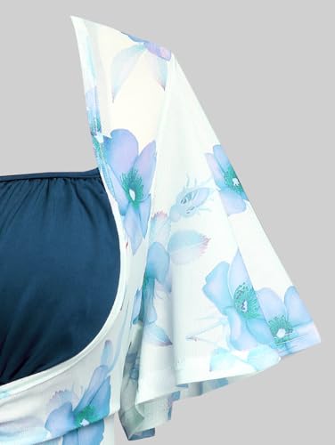 Image of ROSE GAL Rosegal Plus Size Women Sundress Set Flutter Sleeves Floral Dress and Lace-up Cami Dress
