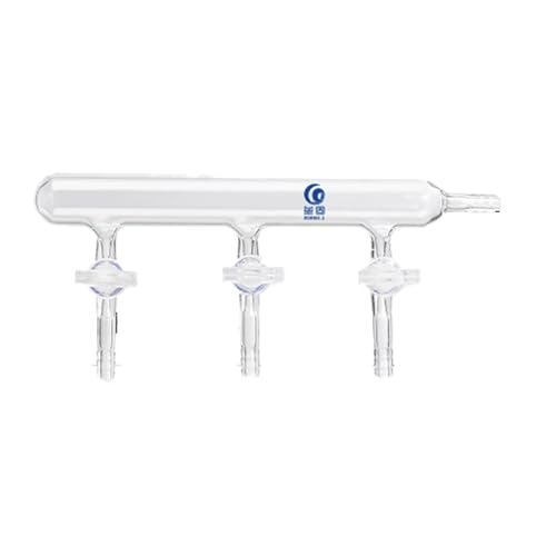 Single Row Lab Glass Manifold Vacuum Glass Gas Distributor Vacuum Gas Distributor Glass Manifold Solid Glass Stopcock (Single Row with 3-Port Solid Glass Stopcock)