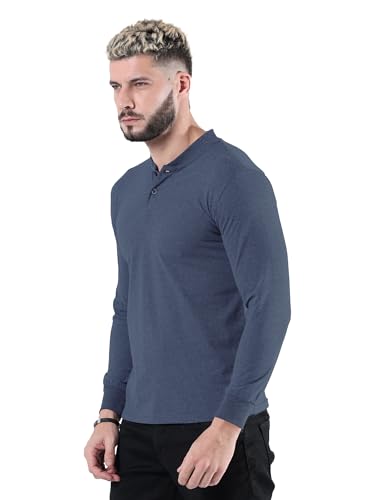 Image of fanideaz Mens Premium High Neck Henley T Shirts for Men Branded Full Sleeve Shirt for Men in Pure Cotton Casual & Formal Wear