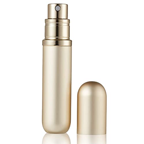 BRARIOS Perfume Atomiser Refillable, Travel Size Portable Atomiser Spray,Mini Empty Perfume Bottle,Leak Proof Cologne Dispenser for Women and Men,5ml(Y-Gold)