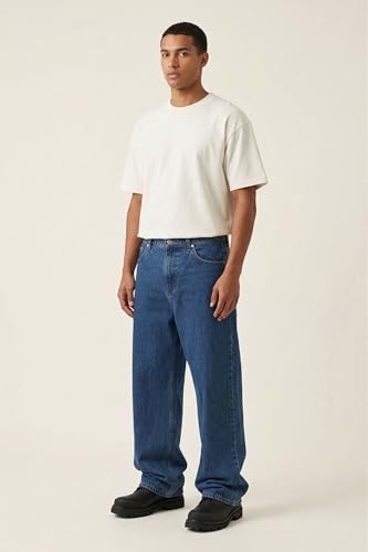 Image of Plaid&Plain Men's Baggy Jeans Wide Leg Heavyweight 100% Cotton Loose Fit