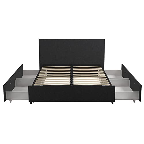 Novogratz Kelly Bed With Storage, Full, Dark Gray Linen #TOP6