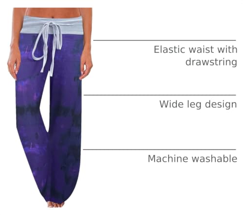 Image of NEWCOSPLAY Women's Comfy Pajama Pants Casual Drawstring Palazzo Lounge Wide Leg Pants