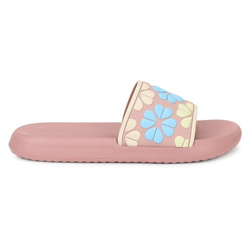 Image of Aqualite Women's Slides Slippers | Slip-On Flat Base Flipflop for Women | Anti-Skid Sole, Lightweight Comfort for Daily Home & Outdoor Wear | Casual Ladies Sandal