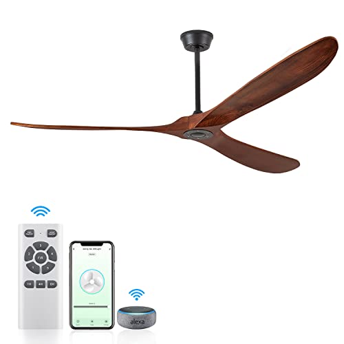 Chriari 70” Ceiling Fan with Remote/App/Voice Control, Wood Ceiling Fan