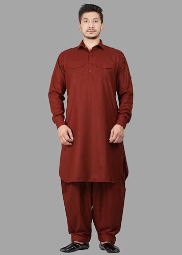 Image of K-ROYALS Men's Cotton Blend Pathani Kurta Pyjama Suit