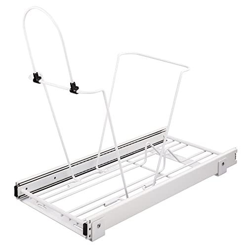 Hardware Resources White Pull Out Container - Sliding Under Sink Trash Can System for 35qt/50qt Trash Bins - Works with Hardware Resources Lids, Garbage Cans & Door Mounting Kits - 100lb Rated Slides
