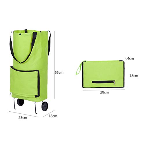 ZHAOHUI Einkaufstrolley Multifunktion Faltbar Einkaufstasche tragbar Wasserdichtes Oxford-Tuch, Laden Sie 6 kg Grün… – Bild 3