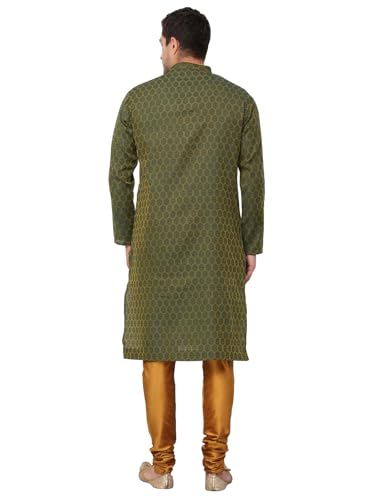 Image of Men's Cotton Jacquard Kurta and Churidar Set