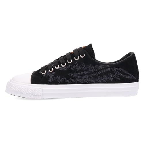 Dingo Womens Campus Embroidered Lace Up Sneakers Shoes Casual - Black3