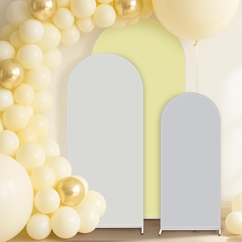 VitalCozy Set of 3 Wedding Arch Cover 4ft, 5ft, 6ft Fabric Arch Backdrop Cover Double Sided Fitted Spandex for Baby Shower Birthday Party Decoration, Frame Not Included(Cream Beige Series)