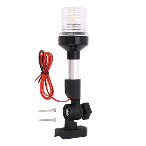 Kuuleyn Anchor Light,IP67 White LED 3NM Visibility All Round Fold Down Boat Stern Light for Pontoons Flat Boats AC DC12-24V Marine Grade Navigation Light Adjustable (9 Inch)