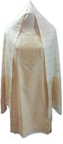 Image of Womens designer woolen suit for women with salwar and kashmiri shawl winter wear kani unstitched fabric set, stylish kurta pant set woollen dress material for women by pure pashmina wooltex