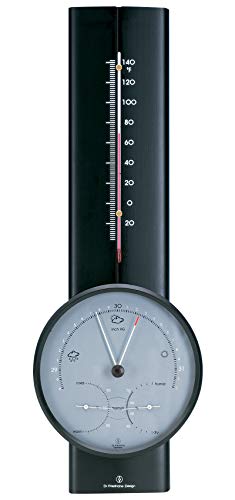 HOKCO Weather Station Analog Barometer Thermometer Hygrometer Black Finish 18 in