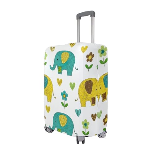 Joisal Luggage Protector Custom Suitcase Covers Cute Cartoon Elephants Floral Baggage Print Travel Gifts Luggage Sleeve, S, Fits 18-20 Inch Case3