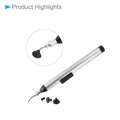 Image of Vacuum Suction Pen, 150mm Length, IC Pickup Manual Tool with 3 Suction Pads - (Applications: for Small Electronic Components)