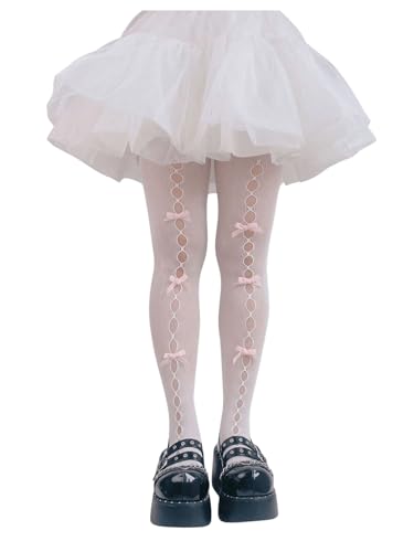 Women's 1 Pair Hollow Out Bow Sheer Stockings Cute Sweet Stretchy Tights Stocks