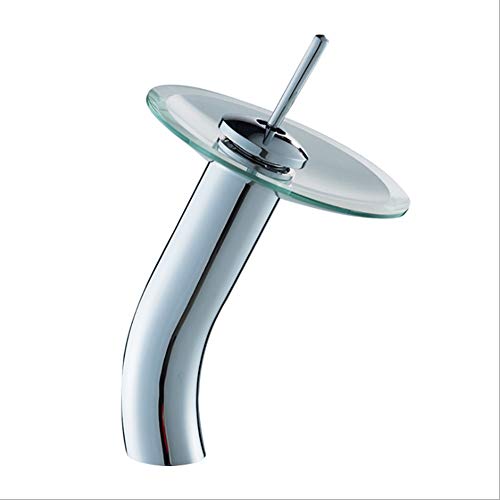 Shiratori Glass Waterfall Bathroom Sink Faucet, Polished Chrome (High= 9.8IN)