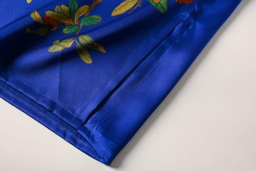 Image of Women's Silk Kimono Robe Short Bathrobe Nightgown 100% Mulberry Silk for Women - Classic Floral Pattern