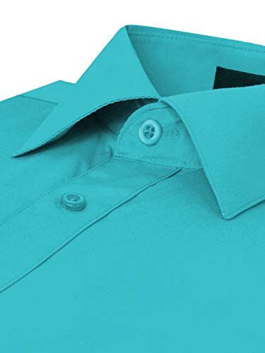 Omega Italy Men's Premium Slim Fit Button Up Long Sleeve Solid Color Dress Shirt4