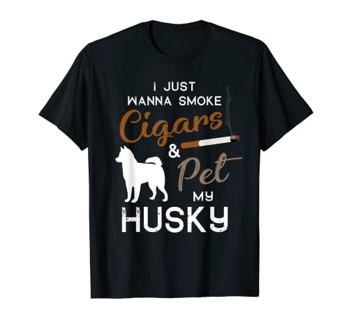 Husky Dog Cigar lover owner Christmas Birthday Gift Maglietta
