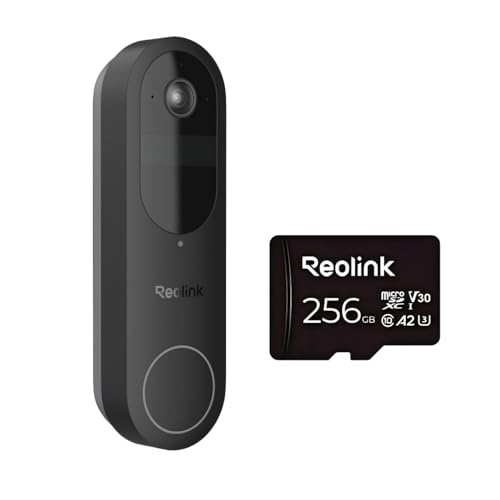 REOLINK Video Doorbell (Battery) 256GB microSD Card Bundle, 1:1 Head-to-Toe View, 2.4/5 GHz WiFi, Person/Vehicle/Package Detection, No Monthly Fees