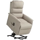 HOMCOM Poltrona Alzapersona Elettrica Reclinabile con Poggiapiedi Beige...