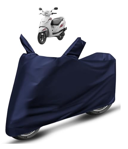 Image of Auto Hub Scooty Cover Compatible with TVS Wego with Mirror Pocket, Dustproof, Heat Resistant, Triple Stitched, Wego Scooty Cover- Plain Navy