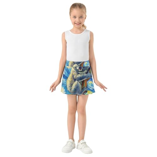 Cute Koala Bear Starry Night Tennis Skirts Toddler Pink Cute Athletic Shorts for Girls Skorts Pleated 4t3