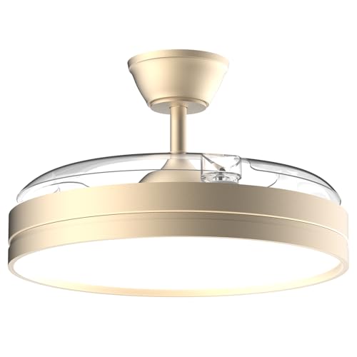 Airwit 106cm Silenzioso Ventilatore da Soffitto con Luce e Pale Retrattili, Dimmerabile Lampada Ventilatore da Soffitto con Telecomando per Camera da Letto, Soggiorno e Cucina 6 Velocità