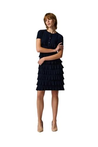 Joseph Ribkoff Tiered Ruffle Dress Midnight Blue / 6 #TOP11