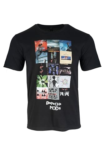 Image of Green Listing LTD Depeche Mode Album Covers Fan T Shirt (UK, Alpha, L, XXL, Regular, Regular, Black)