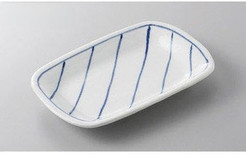 せともの本舗 Set of 10 Grilled Dishes, Striped Oval Plates, 7.4 x 5.0 x 0.9 inches (18.8 x 12.8 x 2.2 cm), Japanese Utensils, Restaurants, Commercial Utensils, Tableware, Tableware
