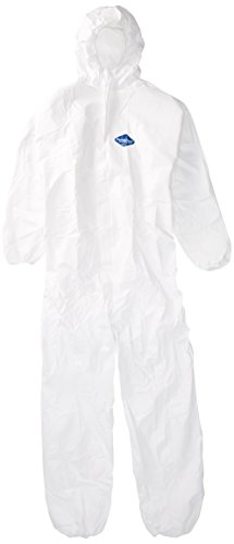 Liberty Glove & Safety 18127L PermaGard Micro-Porous Film Over SpunBonded Polypropylene Zipper Front Coverall with Hood and Elastic Ankles, Large (Case of 25)
