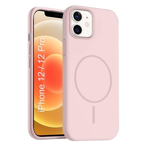 Image of iPhone 12 /12 pro Silicone Magsafe Case | Shock Proof Design & Camera Protection | Premium Rubberised Apple iPhone 12 /12 pro Cover (Microfiber Lining) | Magnetic Liquid Silicone - Pink