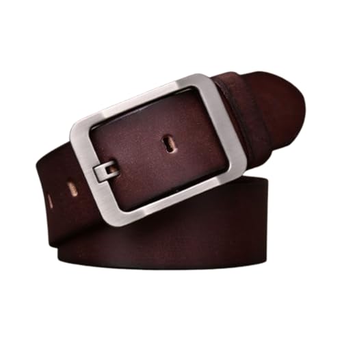 Men's Belt Handmade Genuine Leather Strap with Anti-Scratch Hollow Pin Square Buckle for Work Business and Casual