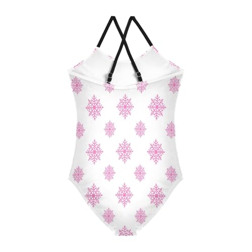 Girl Bathing Suits 3-10 Y Beach Bathing Suits Girls, Pink Snowflake White2