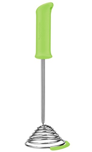 Dreamfarm Smood - One-Press Spring Coil Potato Masher with Silicone Pot Scraper (Green)