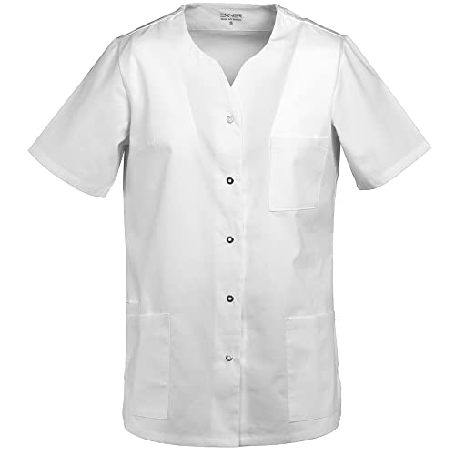 EXNER Damen-Kasack, halbarm, mit Knopfleiste, Farbe weiß, Größe M