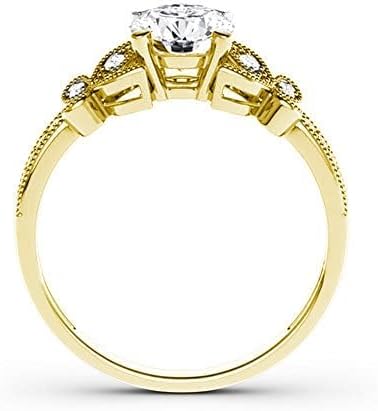 SISGEM 10K 14K 18K Real Gold Butterfly Engagement Ring for Women,Pear/Round-Cut Moissanite Halo Wedding Rings with Free Engraved Name,Wedding Anniversary for Her - Image 3