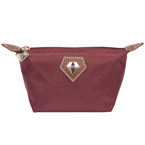 Sac de Maquillage, Bojly Trousse de Toilette Voyage Femme et Homme, Sac à Cosmétiques Pliable Imperméable Multifonctions en Nylon, Sac de Forme Ravioli, Rouge