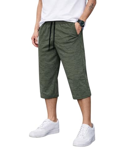 Image of Mack Jonney Men's Sports Capri Pants | Lightweight Polyester Workout 3 /4 Pants with Elastic Waist for Gym, Running & Training-M8356