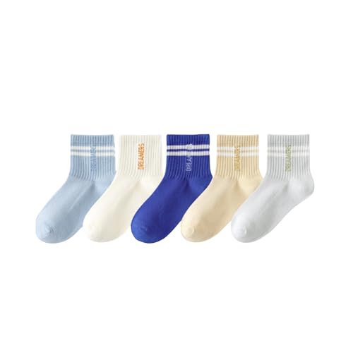 5 Pairs Cute Colorful Socks for Boy, Kids Boys' Crew Socks，Cool Sports Cotton Socks