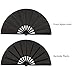 Maitys 2 Pcs Large Clap Fans for Line Dancing 13 Inches Folding Hand Rave Fan Nylon Cloth Foldable for Line Dancing Festival Craft Dance Decoration for Party Favors(Black,Simple Pattern)