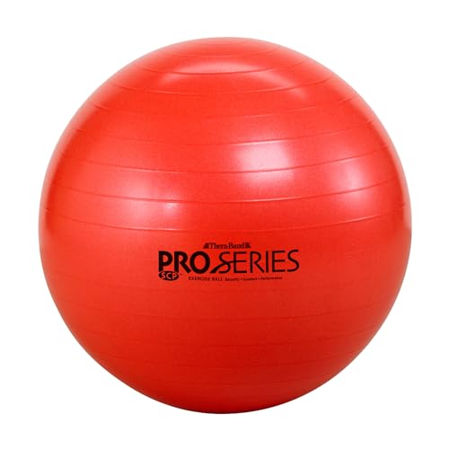 THERABAND Pro Series Exercise Ball, 22' Red Stability Trainer for 5'1'–5'6' Users, Anti-Burst Yoga...