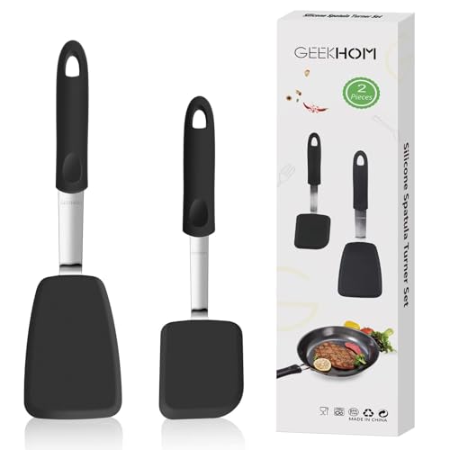 Spatule en silicone anti-rayures GEEKHOM | Ustensiles de cuisine durables - 2