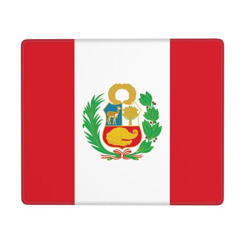 Tapis de souris antidérapant 17,8 x 22,9 cm avec drapeau du Pérou imprimé horizontal pour ordinateur portable et console de bureau