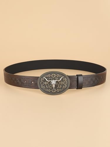 Verdusa Women's Vintage Western Leather Buckle Belt2